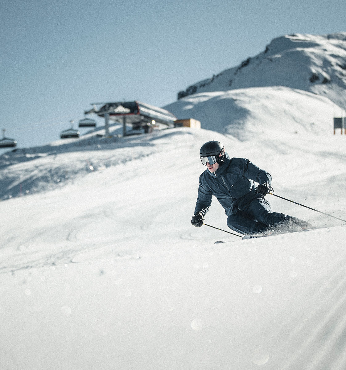 A skier in action on the slopes